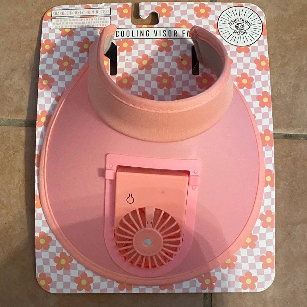 Cooling Pink Visor with Built-In Fan - Women’s Hair Accessory